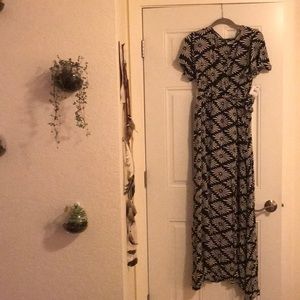 Black and white floral maxi wrap dress